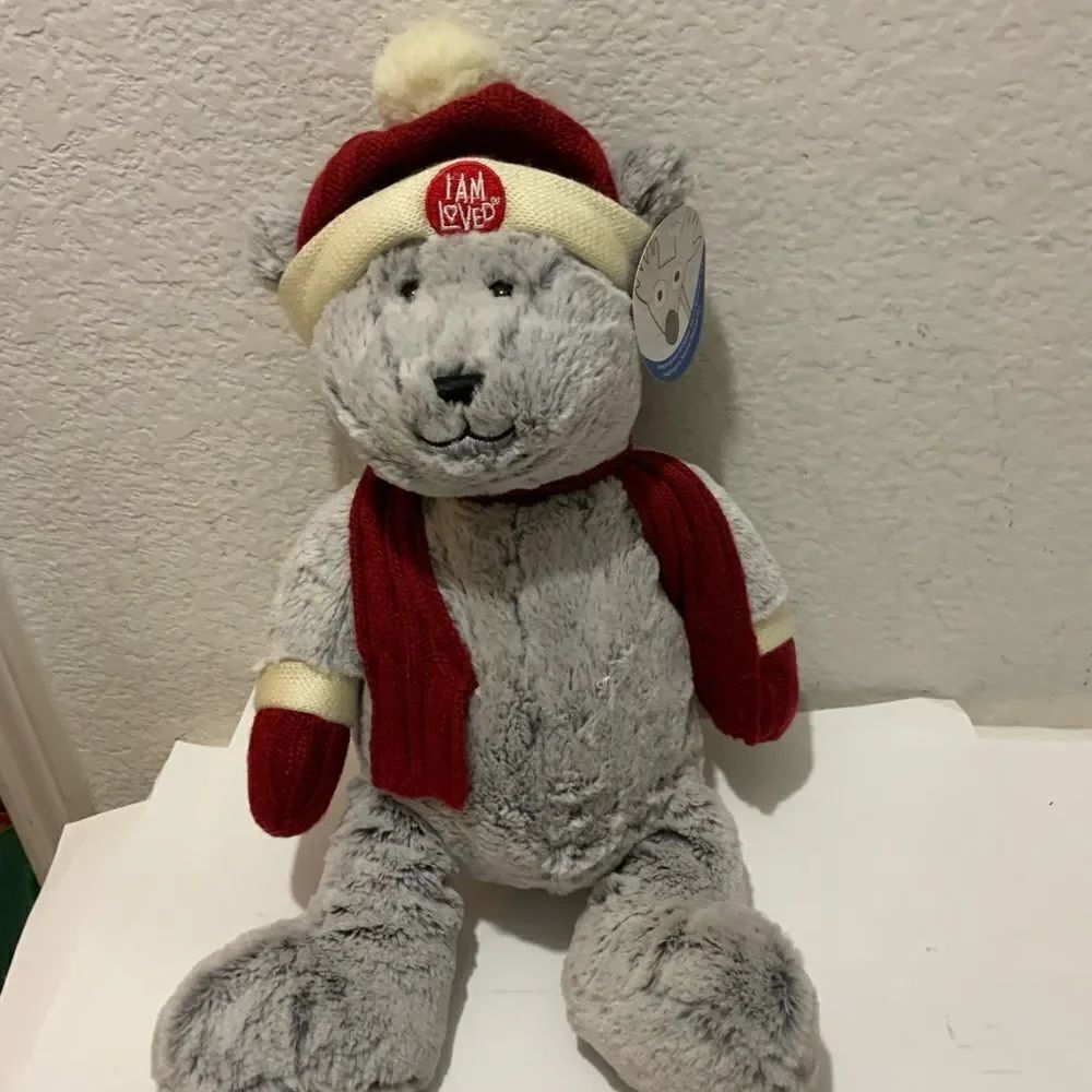 New Animal Adventure Gray Bear Plush I am Loved 2016 17 Inch Stuffed Animal Toy